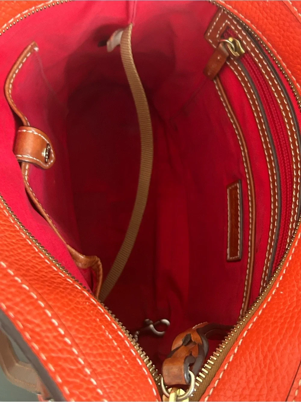 Dooney & Bourke Orange Pebbled LeatherTote Shoulder Work bag
